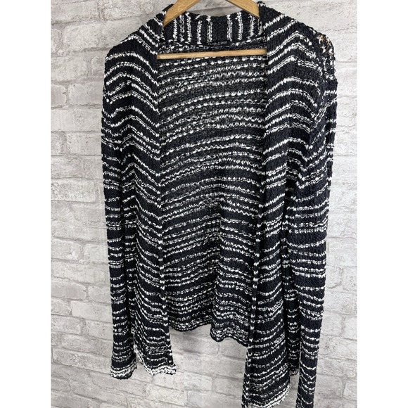Eileen Fisher 100% Cotton Knit Cardigan Sweater Black White‎ Textured Size 1x - Picture 3 of 14